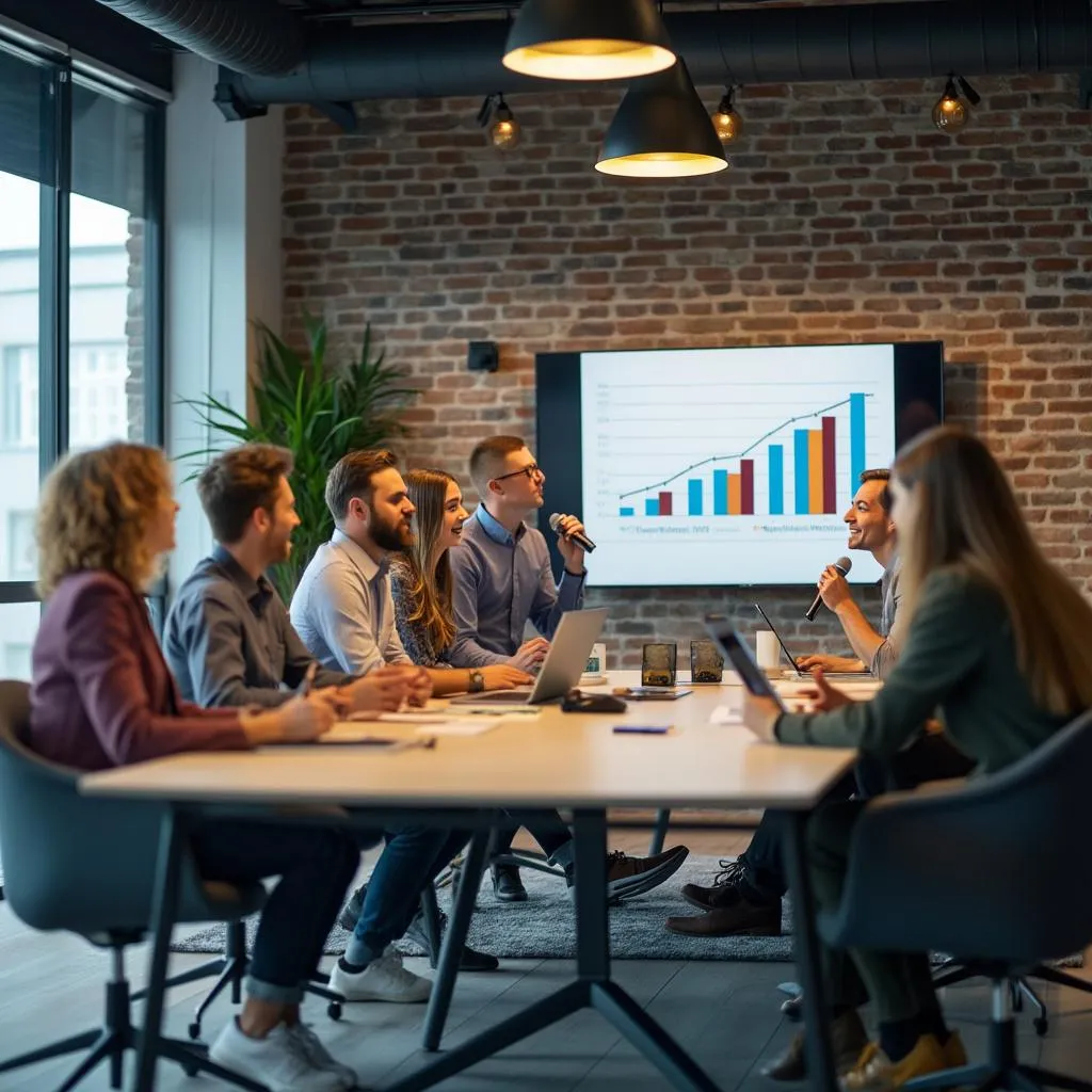 Equipo trabajando en valores corporativos