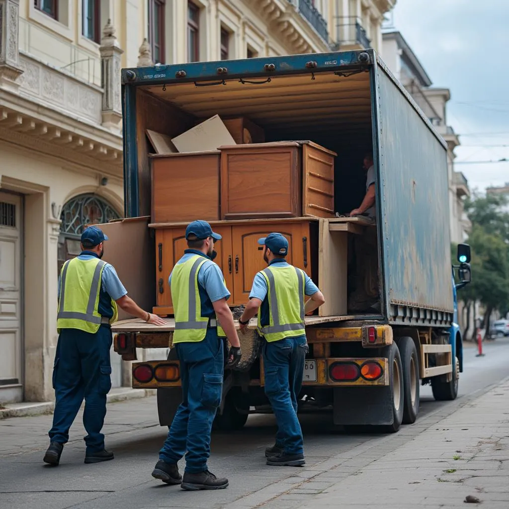 Cargadores profesionales trabajando